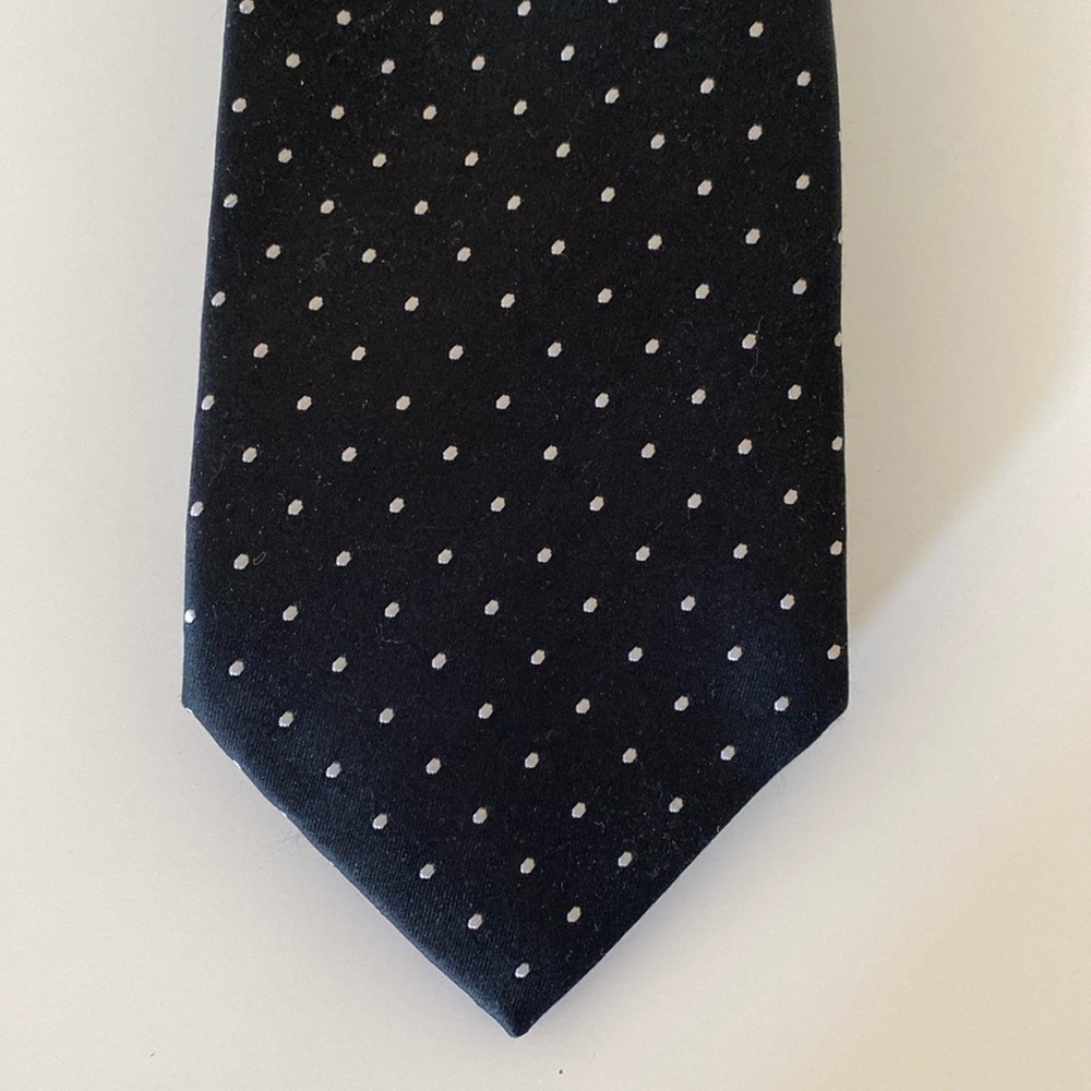 Sean Jean Black with White Polka Dots 100% Silk Handmade Tie